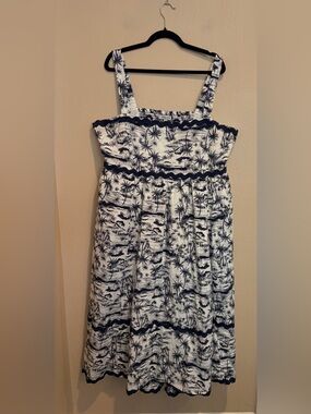 Belle Isle by Torrid Navy & White Palm Tree Tropical Maxi Dress, size 18/20